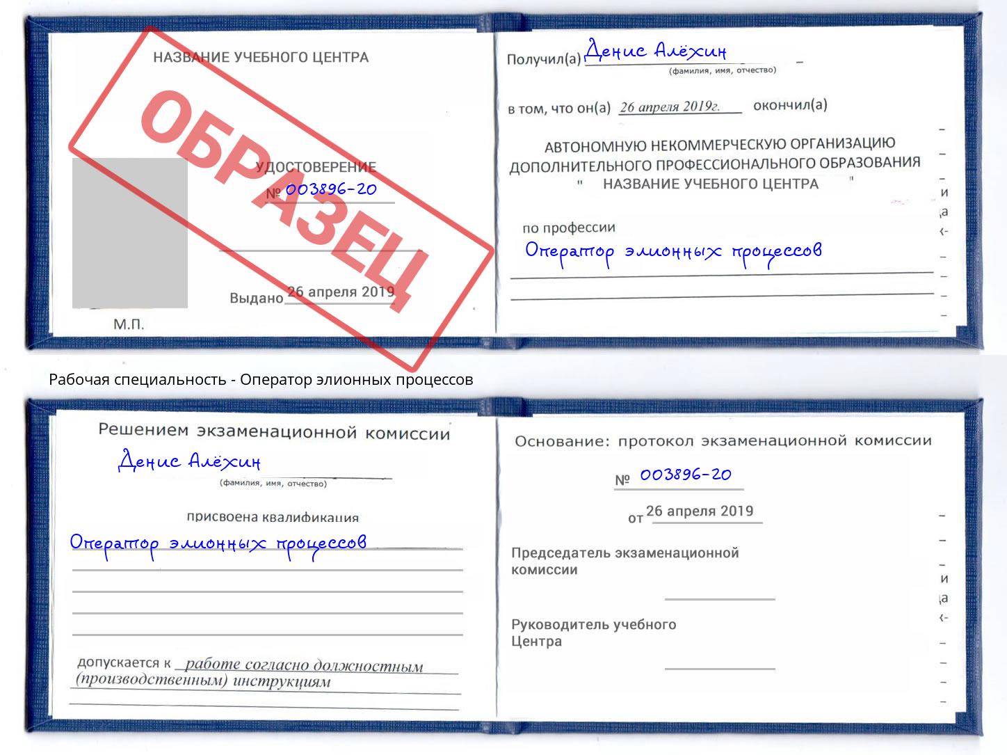 Оператор элионных процессов Тейково