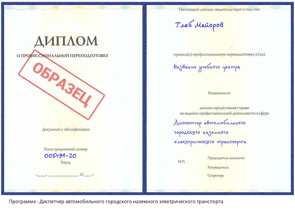 Диспетчер автомобильного городского наземного электрического транспорта Тейково