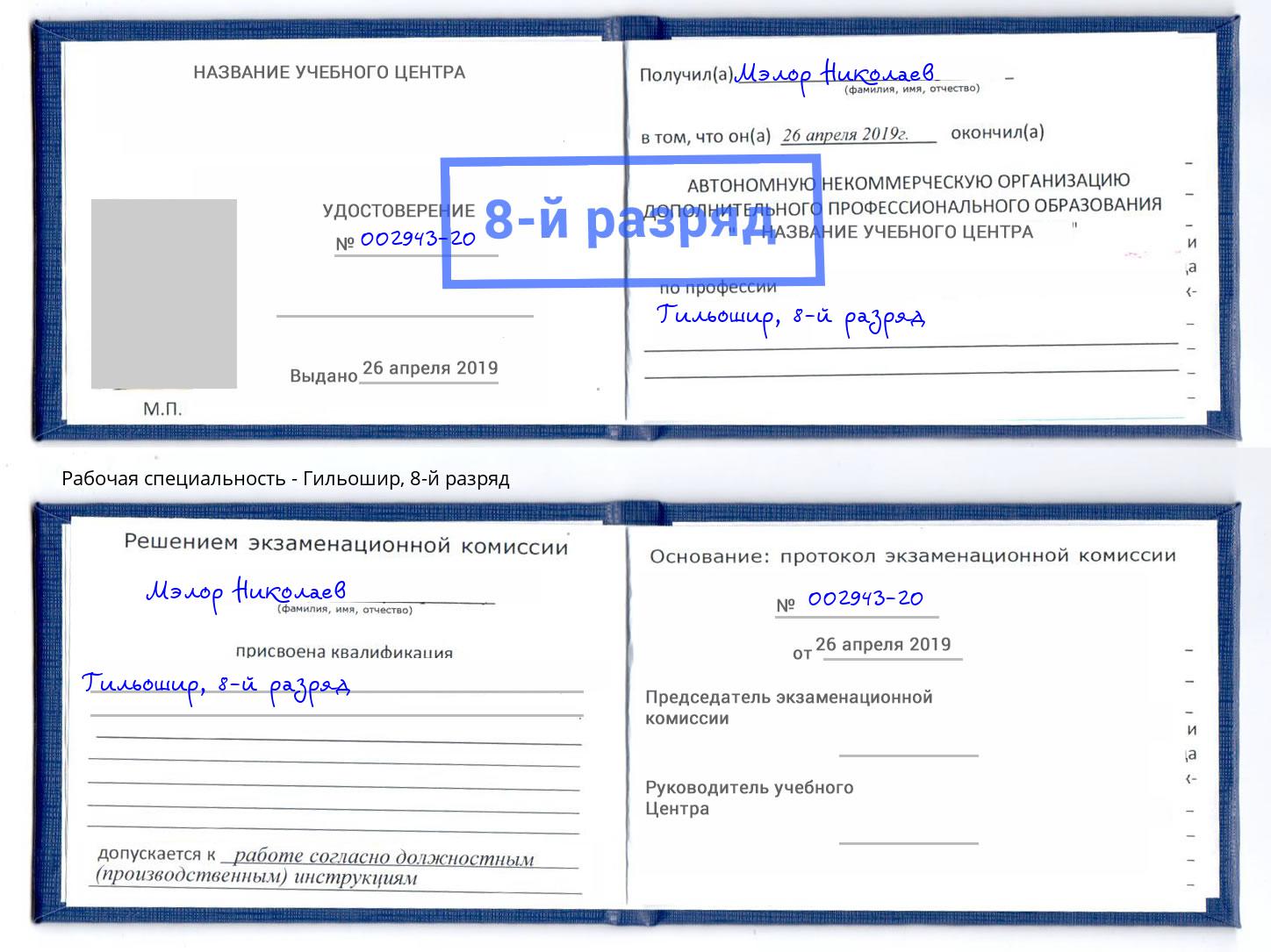 корочка 8-й разряд Гильошир Тейково